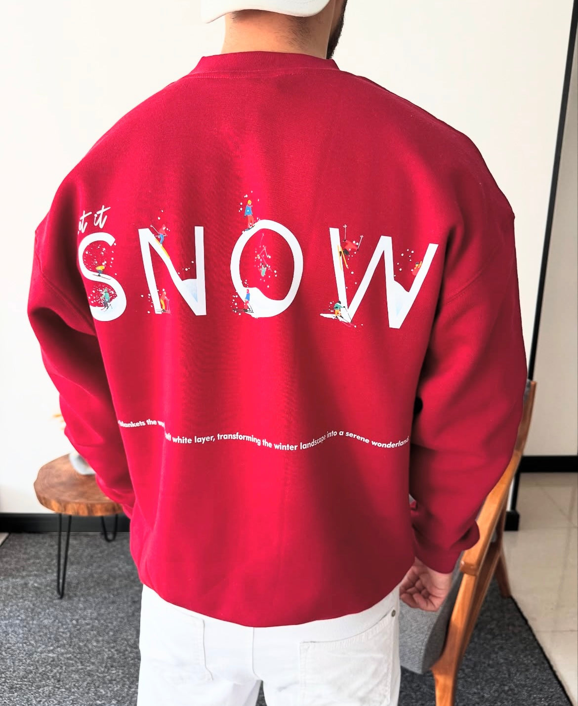 “Minimal Winter Snow Print Sweatshirt for Men”