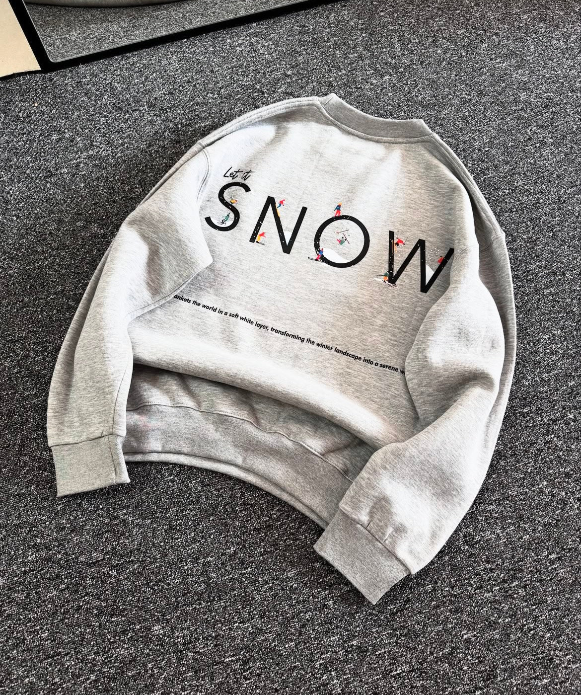 “Minimal Winter Snow Print Sweatshirt for Men”